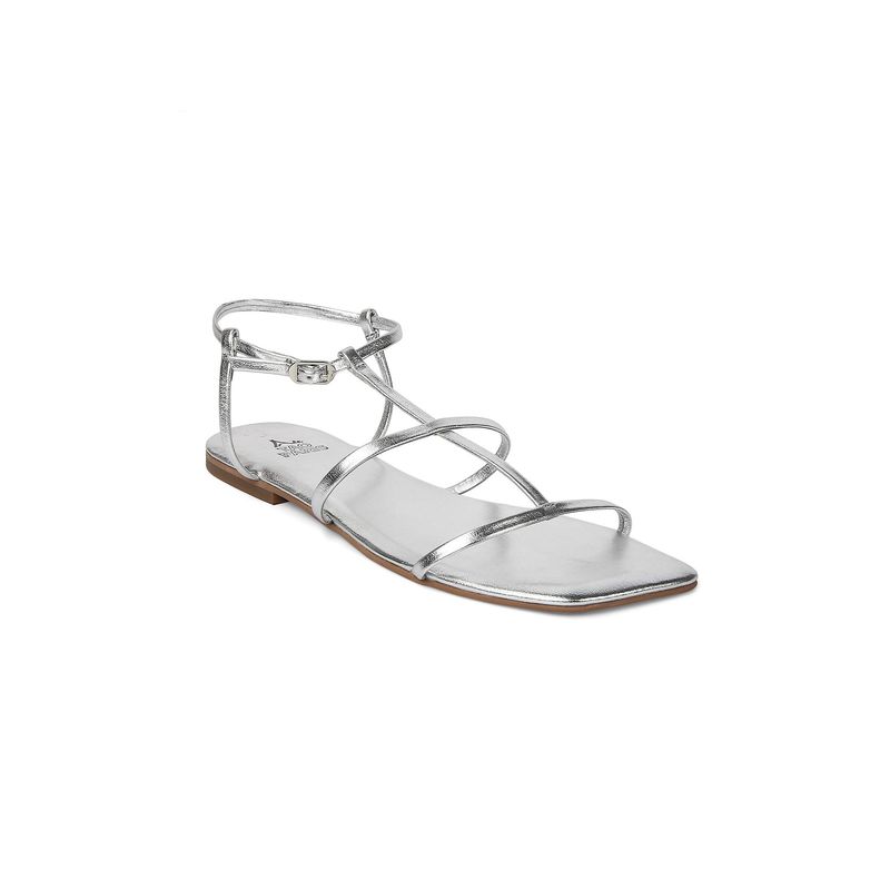 Tao Paris Women Silver Flat Sandals (EURO 38)