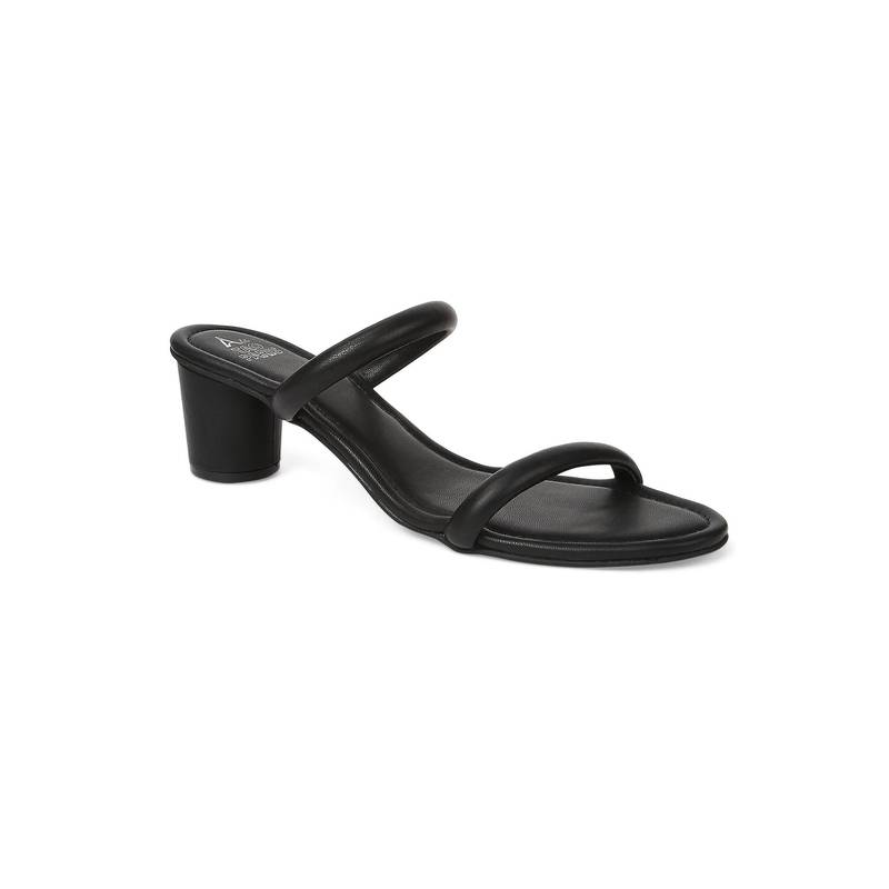 Tao Paris Women Black Double Strap Sandal Round Block Heels (EURO 37)