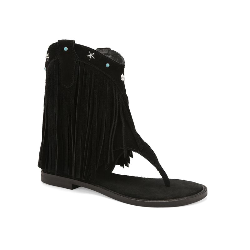 Tao Paris Women Palma Leather Open Toe Boot Casual Sandals Black (EURO 36)