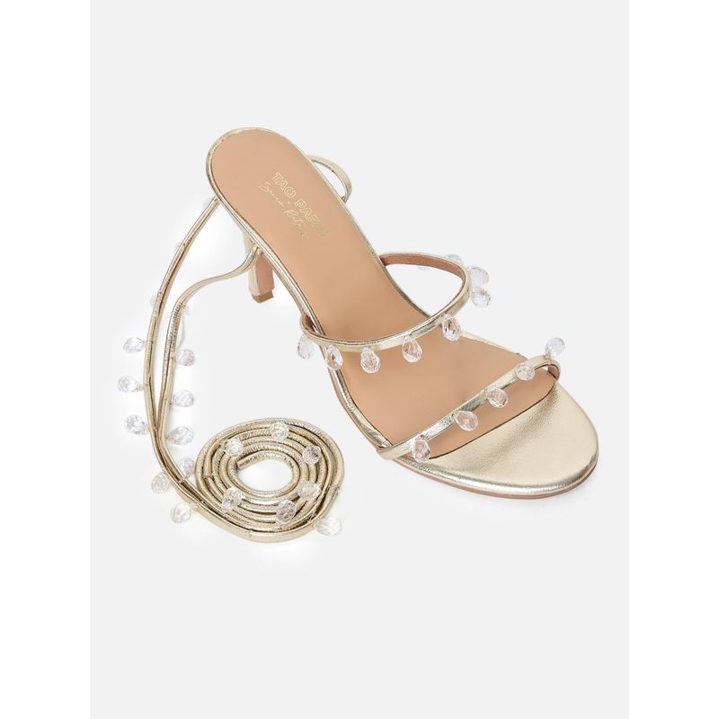 Tao Paris Women Leather Venus Gold Embellished Strappy Gladiator Heels (UK 3)