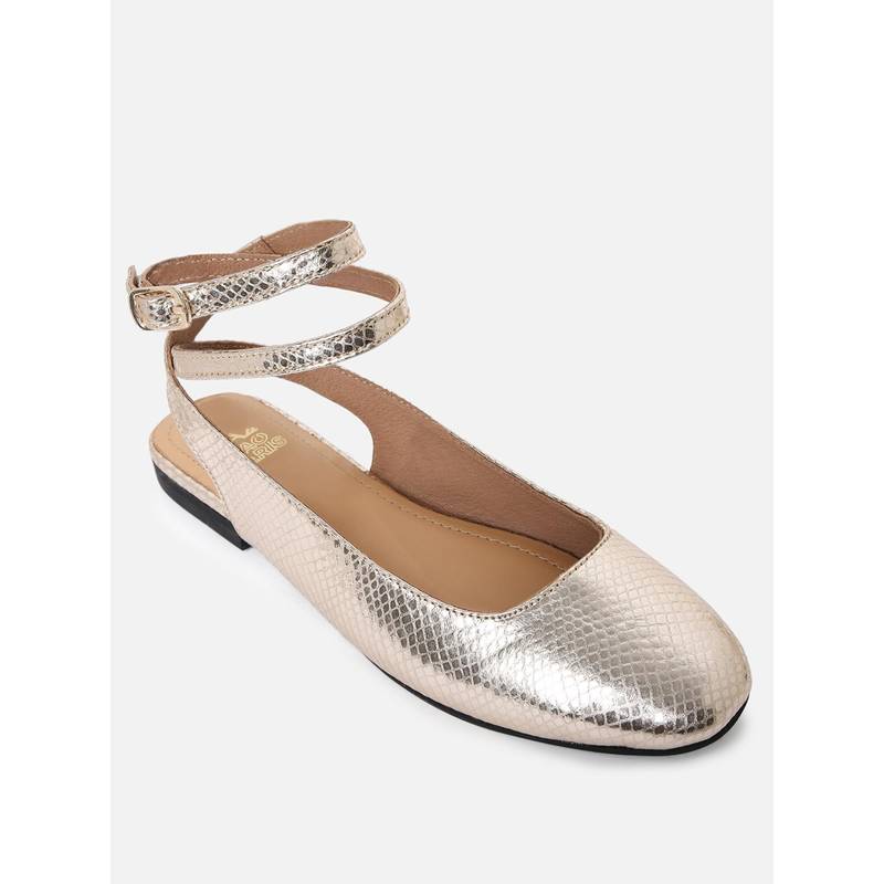 Tao Paris Women Golden Textured Tie-up Ballet Flat (UK 7)