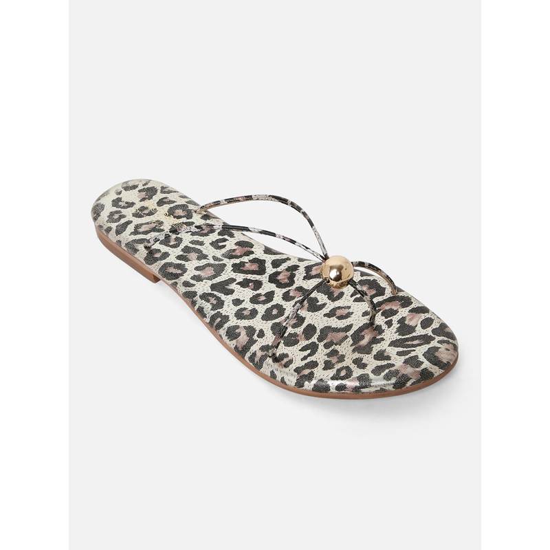 Tao Paris Women Leather Elara Casual Open Toe Flats Animal Print (UK 3)