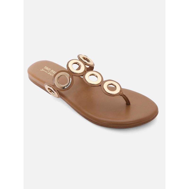 Tao Paris Women Leather Brown Slip-on Leather Flats With Eyelets (UK 3)