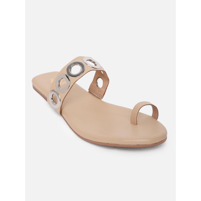 Tao Paris Women Kiana Casual One Eyelet Design Toe Flats Nude Beige (UK 4)