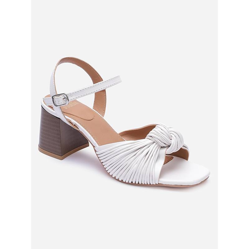 Tao Paris Women White Block Heel Sandals (UK 3)