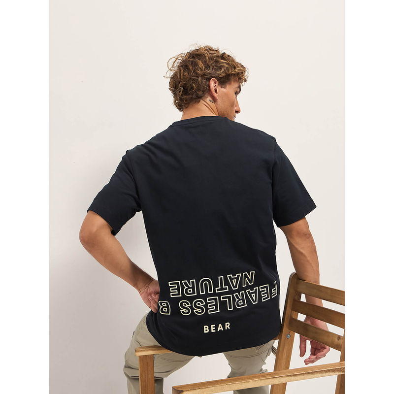 THE BEAR HOUSE Men Typography Printed Round Neck Cotton Oversized T-shirt main image 1
