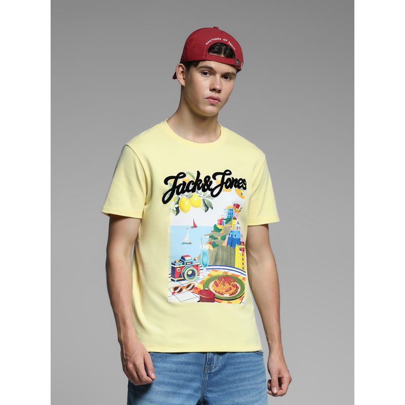 Jack & Jones Yellow Printed T-Shirt (S)