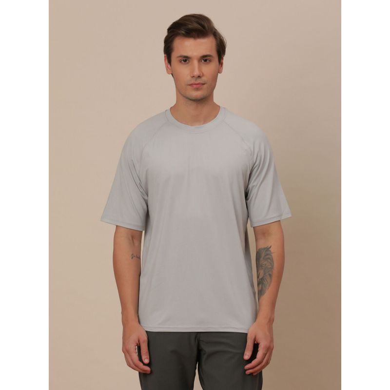 Wrangler ATG By Mens Solid Grey Crew Neck T-Shirt (S)