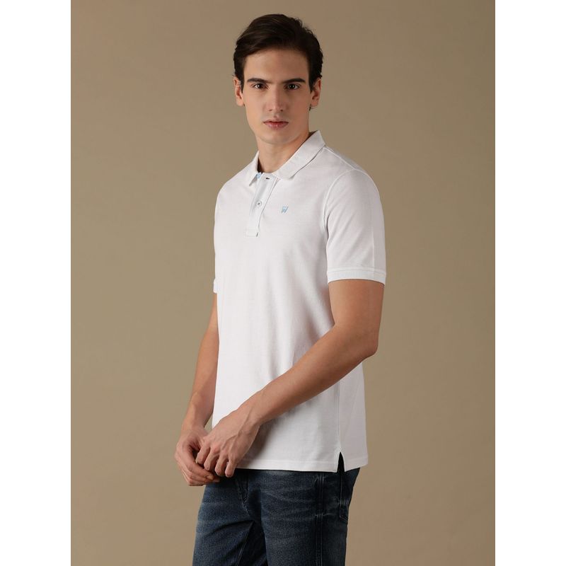 Wrangler Mens Solid White Polo T- Shirt (M)