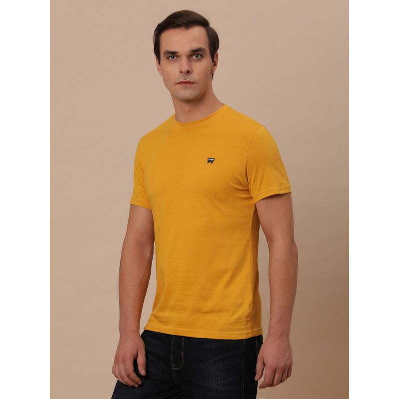 Wrangler Mens Solid Yellow Crew Neck T-Shirt (M)