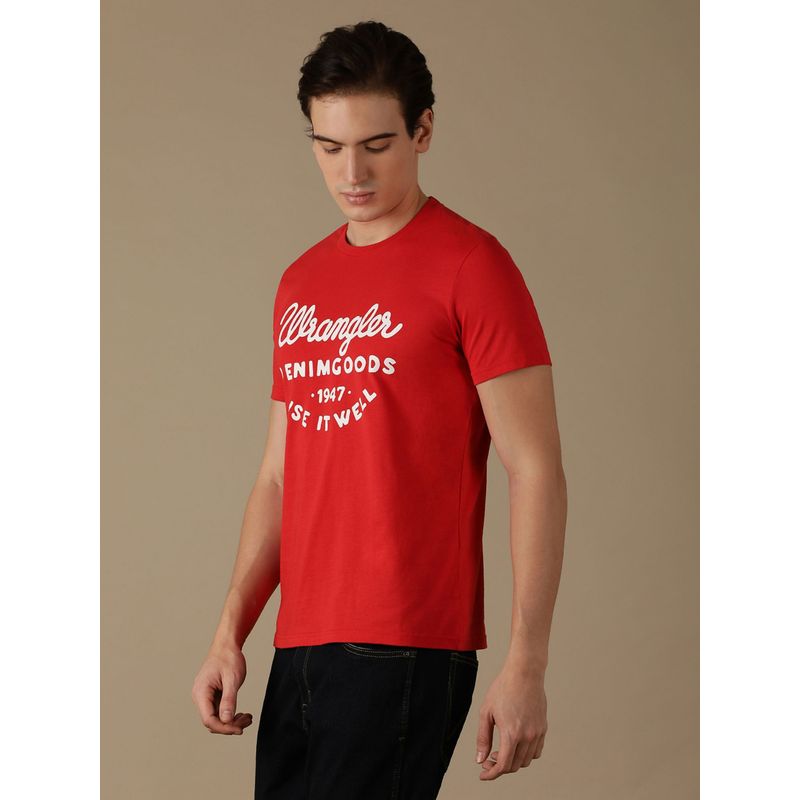 Wrangler Mens Logo Red Crew Neck T-Shirt (S)
