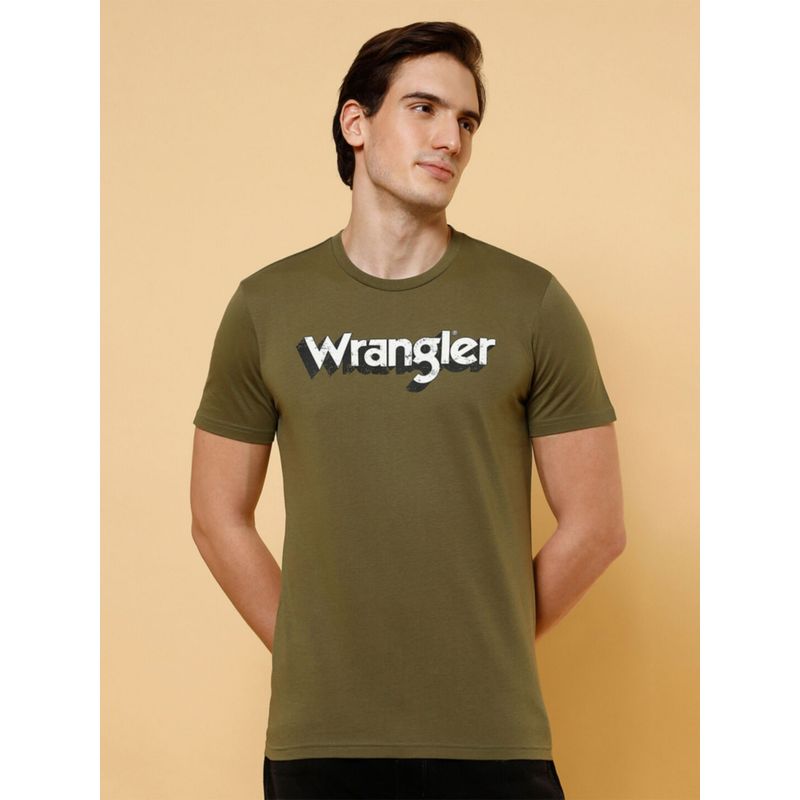 Wrangler Mens Logo Green Crew Neck T-Shirt (L)