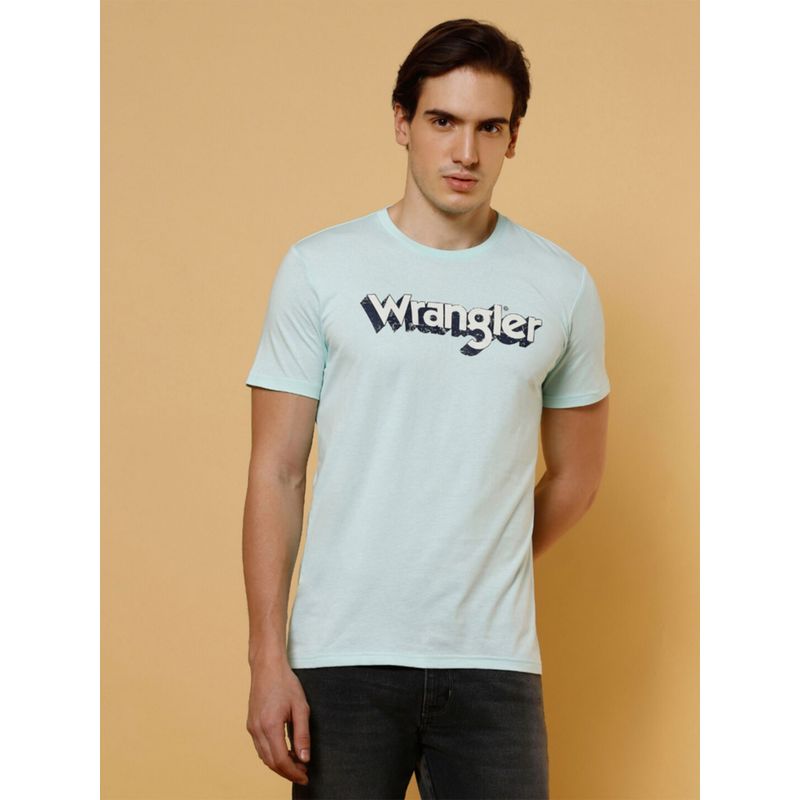Wrangler Mens Logo Blue Crew Neck T-Shirt (S)