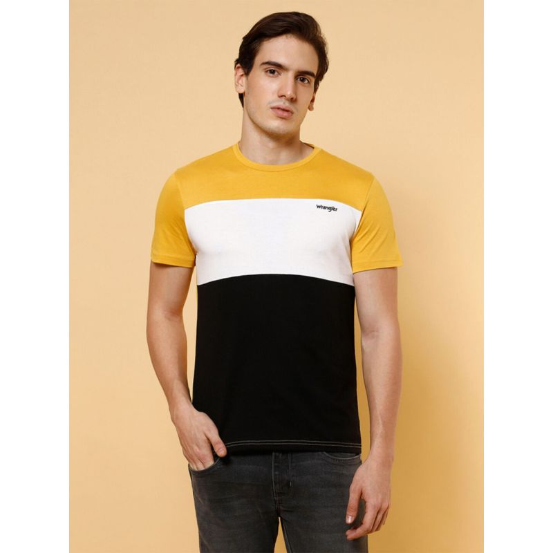 Wrangler Mens Color Block Multicolor Crew Neck T-Shirt (S)