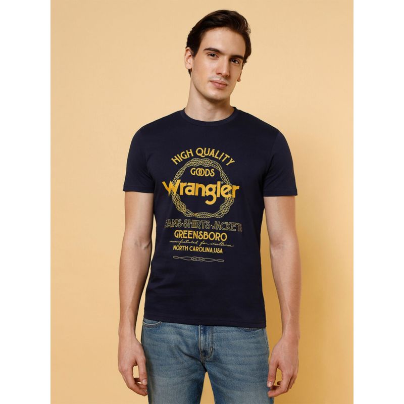 Wrangler Mens Graphic Print Blue Crew Neck T-Shirt (S)