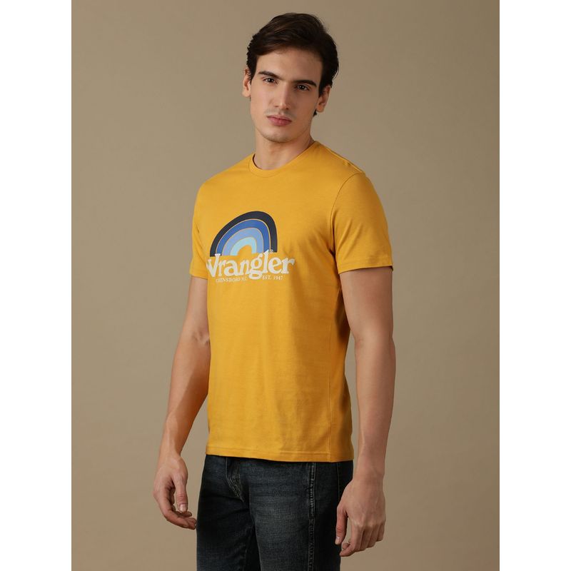 Wrangler Mens Graphic Print Yellow Crew Neck T-Shirt (S)