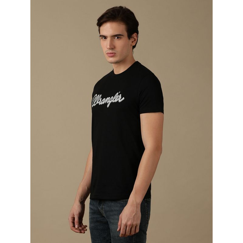 Wrangler Mens Logo Black Crew Neck T-Shirt (S)