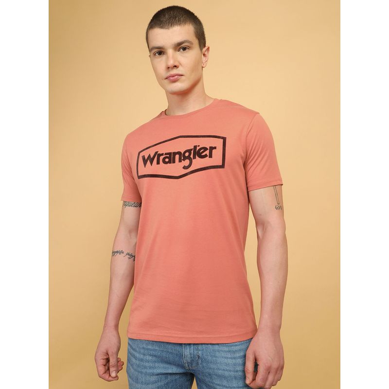 Wrangler Mens Logo Pink T-Shirt (S)