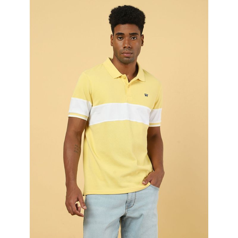 Wrangler Mens Colorblock Yellow Polo T- Shirt (S)