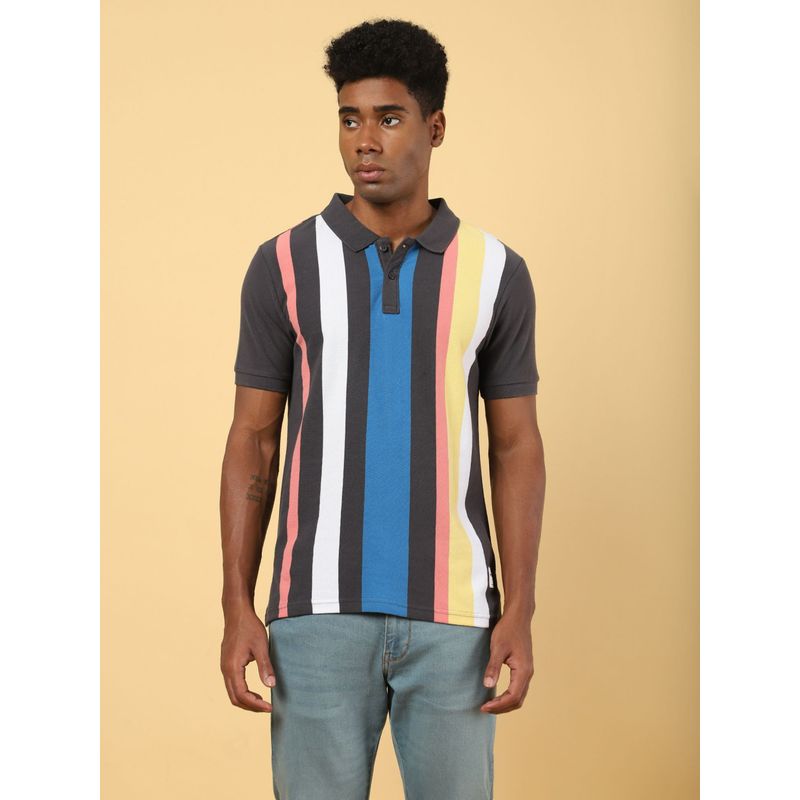 Wrangler Mens Striped Grey Polo T- Shirt (S)