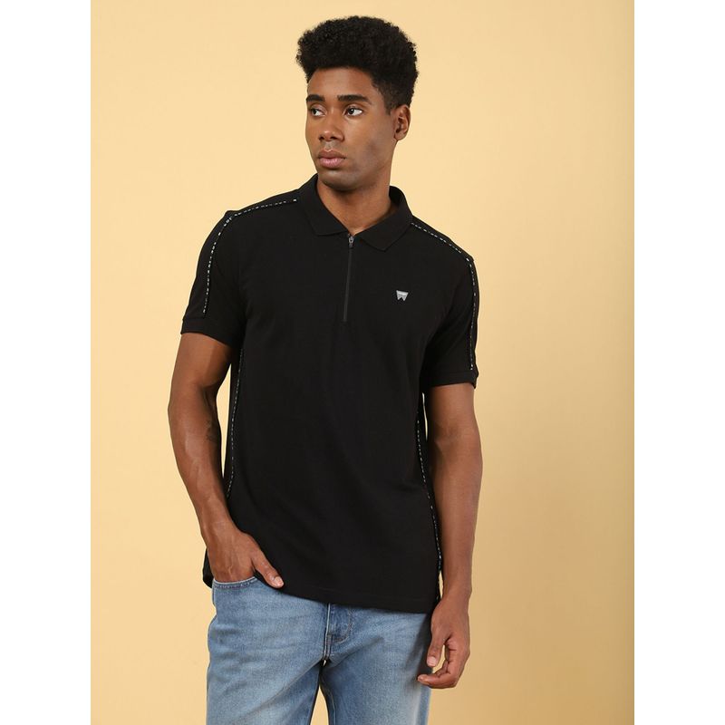 Wrangler Mens Solid Black Polo T- Shirt (S)