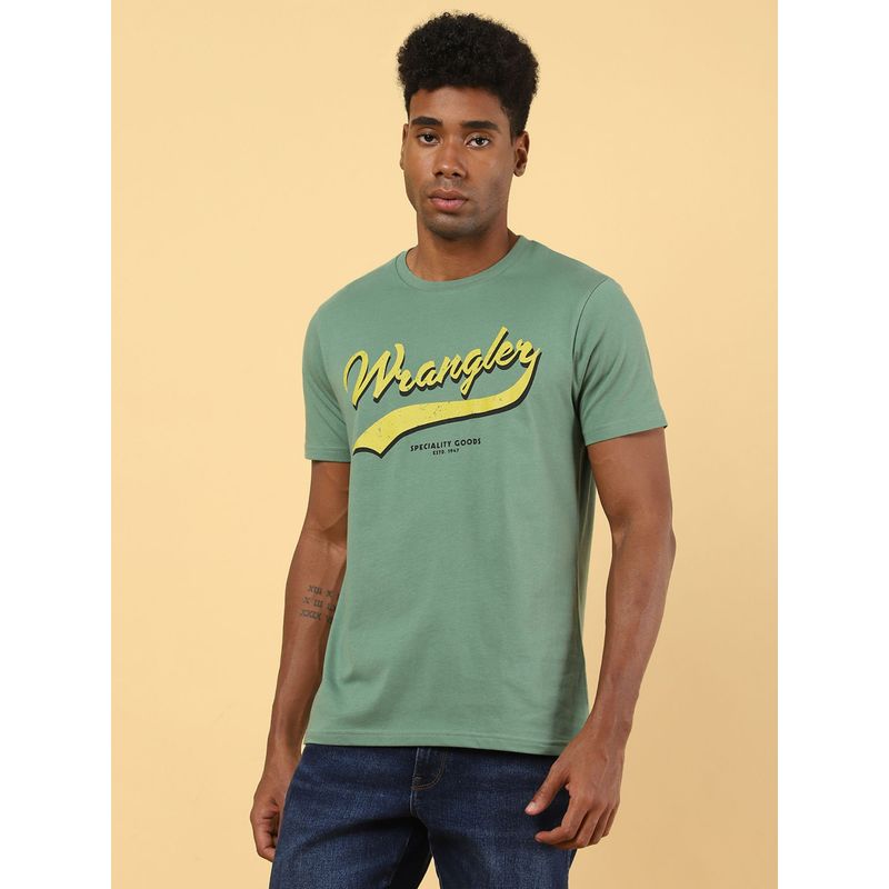 Wrangler Mens Logo Green Crew Neck T-Shirt (S)