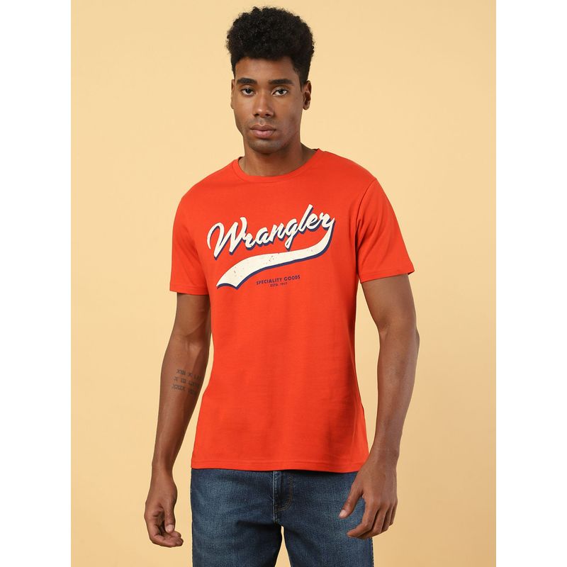 Wrangler Mens Logo Red Crew Neck T-Shirt (S)