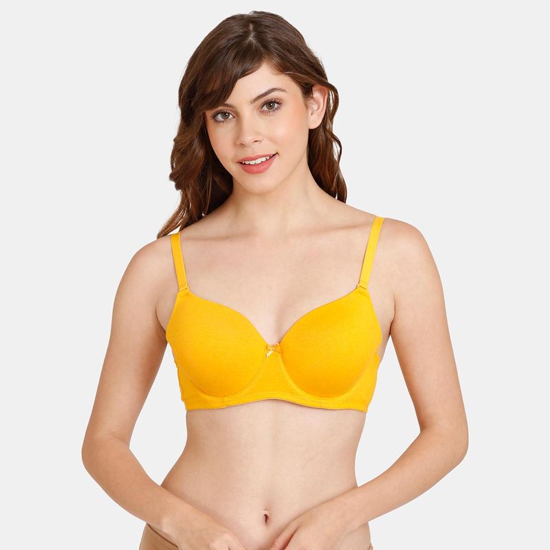 Zivame Rosaline Padded Wired 34th Coverage T Shirt Bra Cadmium Yellow Yellow Buy Zivame 