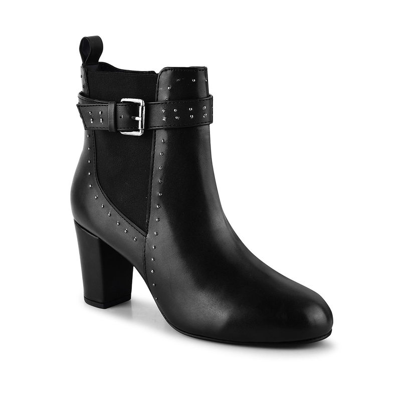 Shuz Touch Black Solid Embellished Heel Boots (EURO 40)