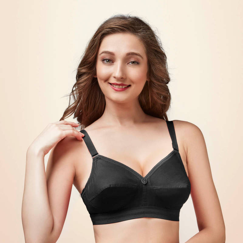 Trylo Namrata Women's Cotton Non-wired Soft Full Cup Bra - Black (36C)