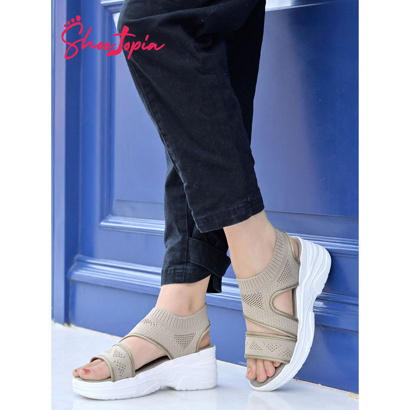 Shoetopia Smart Casual Beige Sandals for Women (EURO 36)