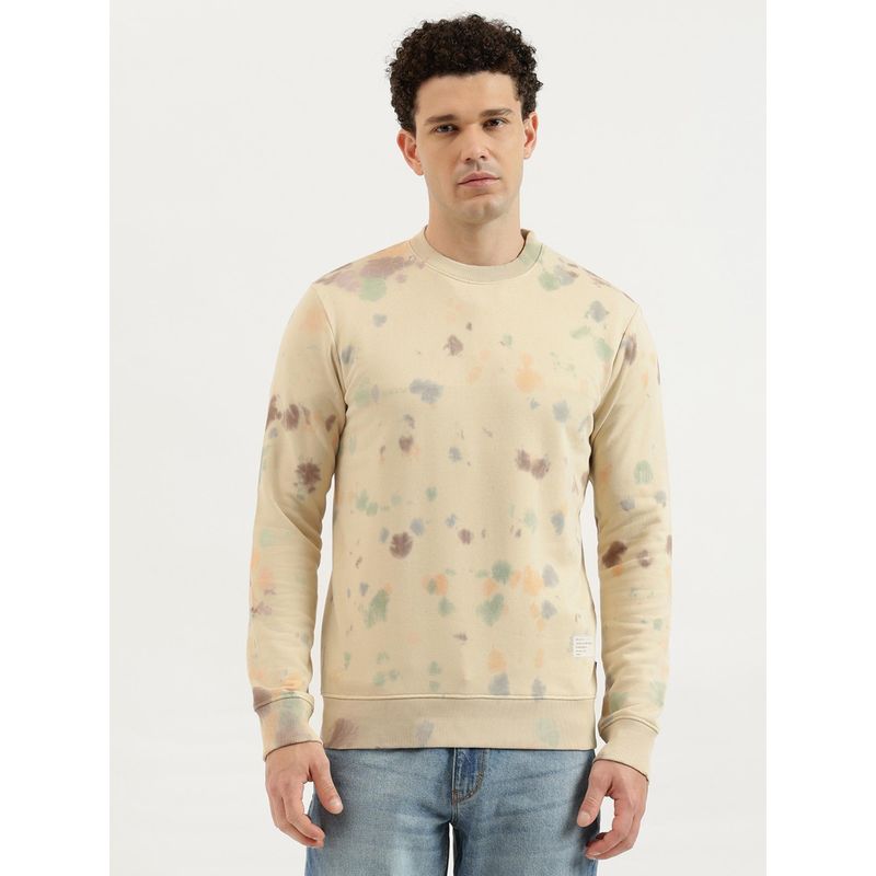 United Colors of Benetton Regular Fit Round Neck Printed Paint Splatter Terry Sweatshirt (XL)