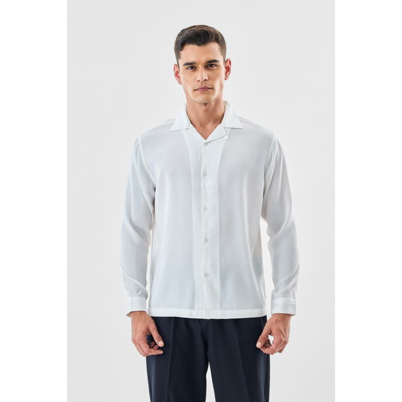 Snitch White Solid Full Sleeves Boxy Casual Shirt for Men (XL)