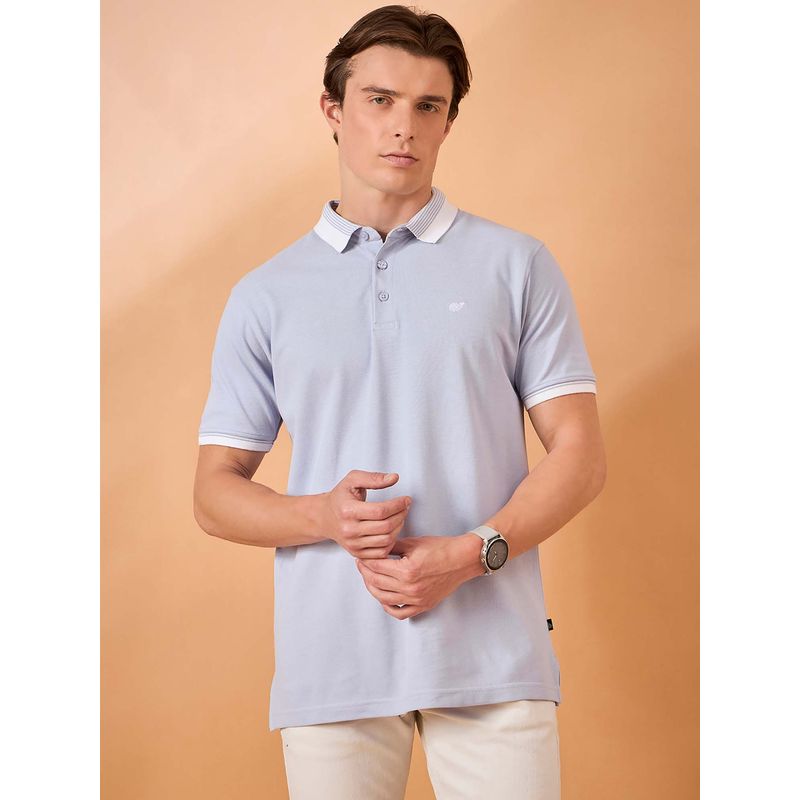Club York Men Lavender Solid Regular Fit Polo T-Shirt (L)