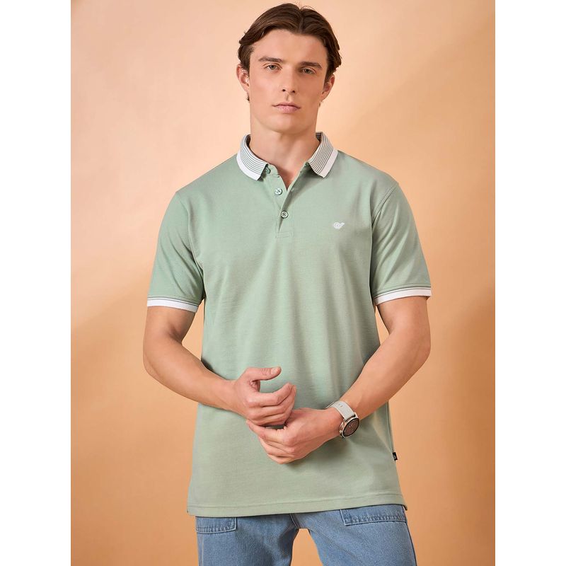 Club York Men Green Solid Regular Fit Polo T-Shirt (L)