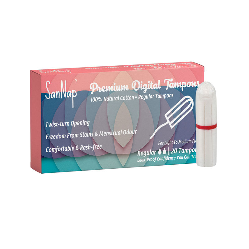 SanNap Premium Digital Regular Tampons (Light to Medium Flow, 20 Pieces