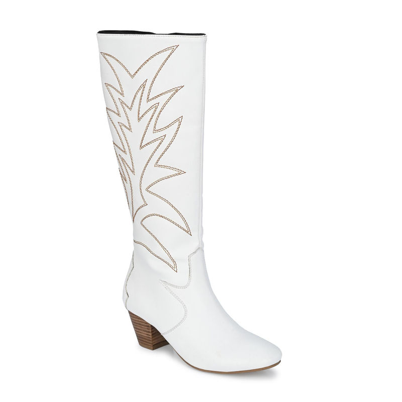 Delize Womens White Cowboy Knee Boots (EURO 39)