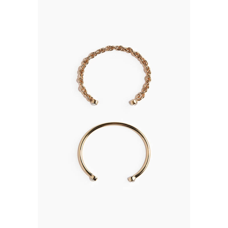H&M Women Gold 2-Pack Cuff Bracelets (XS/S)