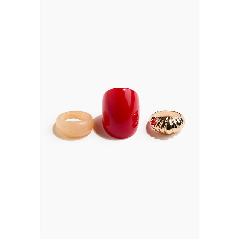 H&M Women Red 3-Pack Rings (XS/S)