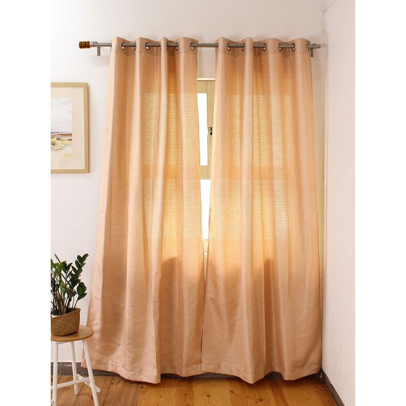 House This Kaveri Large Door Curtain - Rose Gold (4X9 Feet)