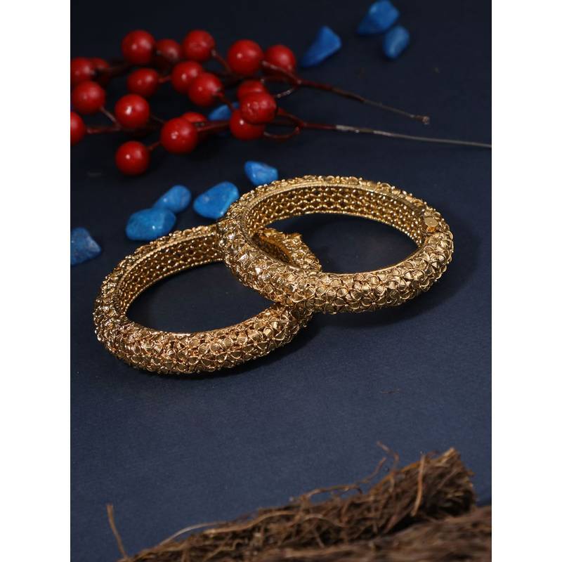 Adwitiya Women 24 Ct Ethnic Copper Gold Plated Royal Antique Kada (2.8)