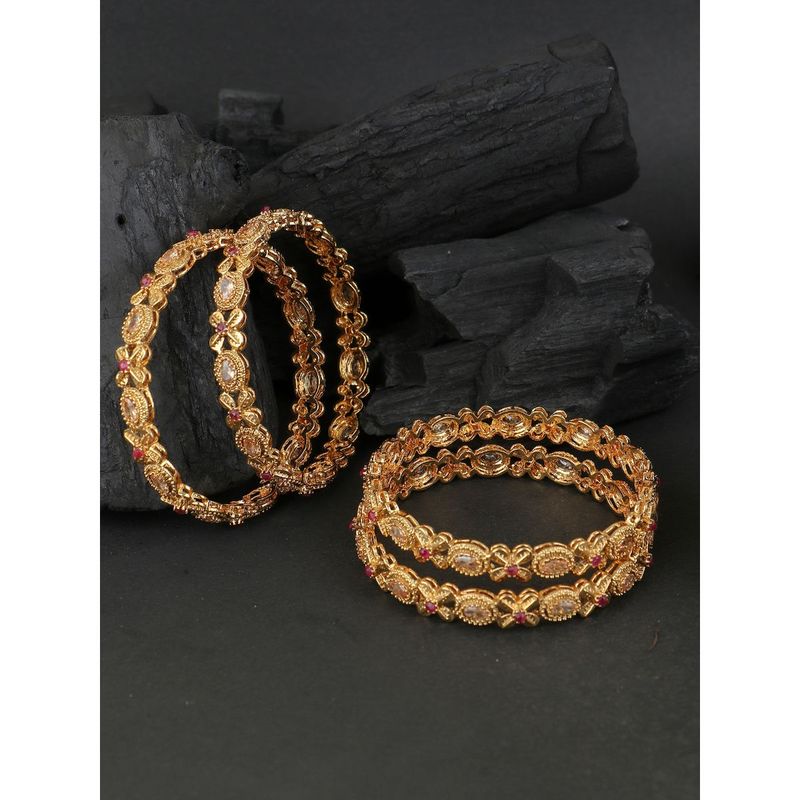 Adwitiya Women 24K Gold Plated Embellished Designer Bangles (2.4)