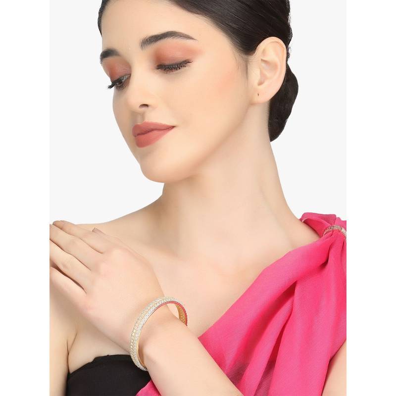 Adwitiya Women 24 Ct Gold Plated Handcrafted Stone Studded Bangles (2.4)