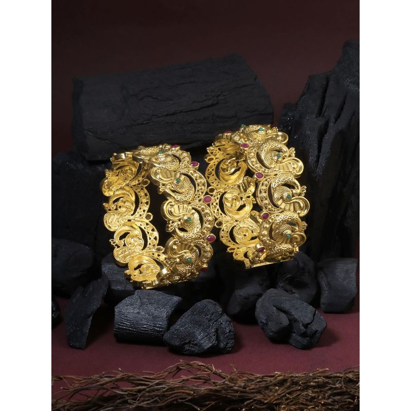 Adwitiya Gold Plated Antique Openable Peacock Hand Cuff Set (2.6)