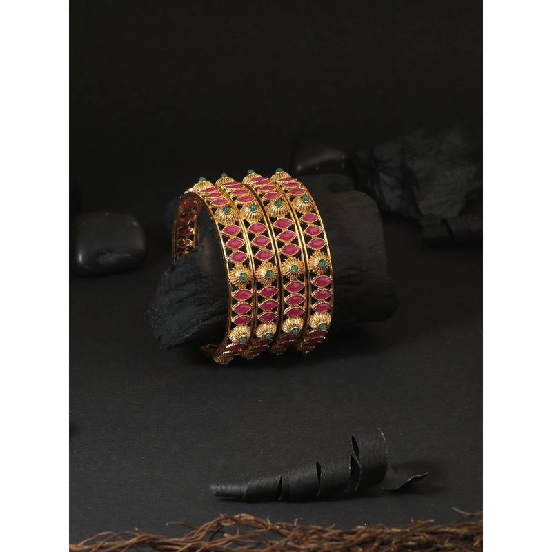 Adwitiya Gold Plated Handcrafted Stone Kada (2.4)