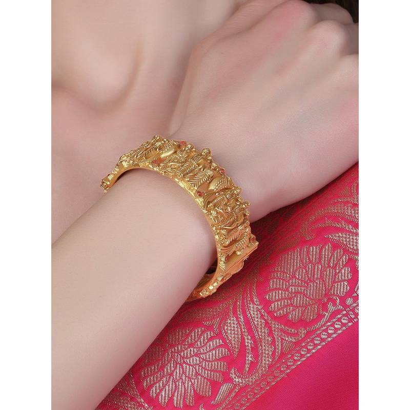Adwitiya Women Gold Plated Stone Studded God and Goddess Temple Kada (2.2)