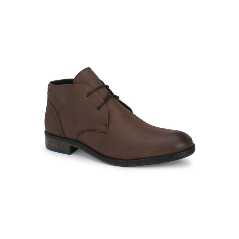 Delize Mens Brown Solid Ankle Derby Shoes (UK 9)