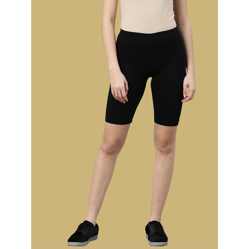 Kryptic Black Cotton Stretch Slim Fit Shorts (2XL)