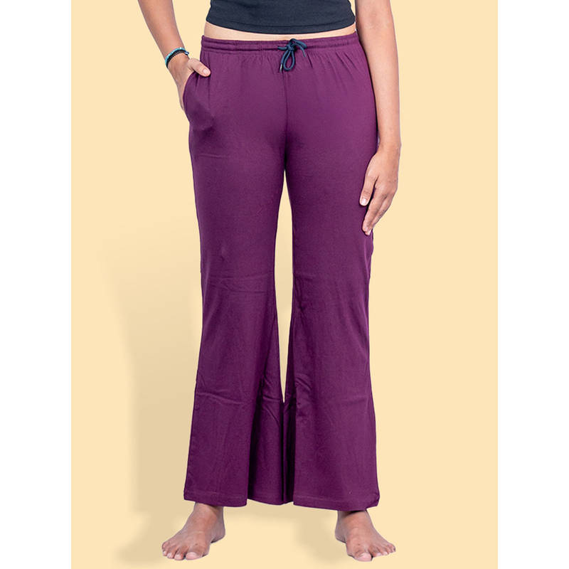 Kryptic Burgundy Perfect Solid The Groove Cotton Bootcut Pyjama (S)