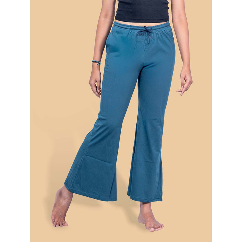 Kryptic Blue Perfect Solid The Groove Cotton Bootcut Pyjama (S)